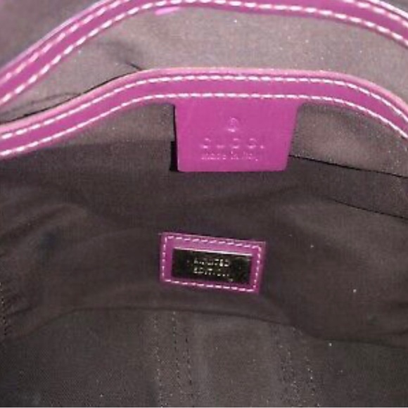 AUTHENTIC GUCCI MEDIUM GG COATED CANVAS JOY BOSTON WEB HANDBAG BEIGE/PUR… - Picture 5 of 6